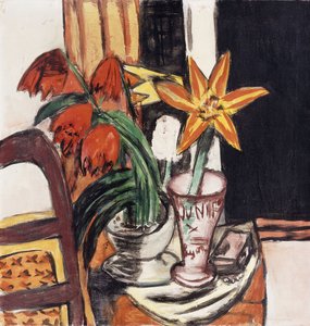 Rote Tulpen und Feuerlilien von Max Beckmann
