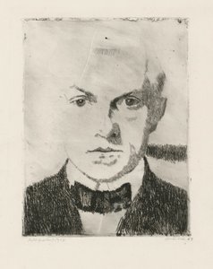 Selbstbildnis (erster Zustandsdruck der Kaltnadelradierung "Liebespaar" von 1916) von Max Beckmann