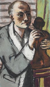 Selbstbildnis mit grauem Schlafrock von Max Beckmann