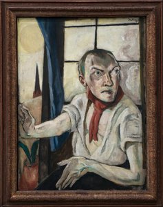 Selbstporträt mit rotem Schal von Max Beckmann