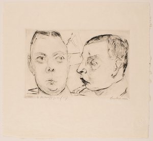 Zwei Auto-Offiziere, Platte 15 aus dem Portfolio „Gesichter“ von Max Beckmann