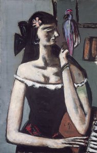 Frau mit einem Papagei von Max Beckmann
