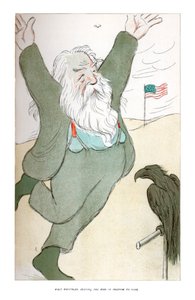 Walt Whitman, der den Vogel der Freiheit zum Fliegen anregt, 1904 von Henry Maximilian Beerbohm