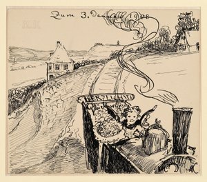 Gratulation zum 3. Jan. 1908 / Glückwunschkarte von Max Klinger