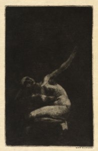 Kauernder weiblicher Akt von Max Klinger