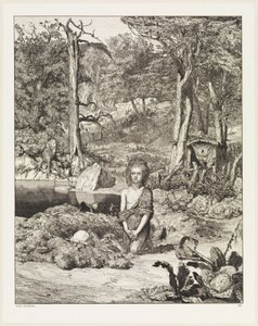 Simplicius am Grabe des Einsiedlers (Intermezzi, Opus IV, Blatt 8) von Max Klinger