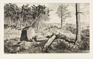 Simplicius in der Wald-Einöde (Intermezzi, Opus IV, Blatt 10) von Max Klinger