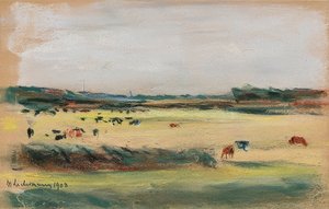 Landschaft mit weidenden Kühen