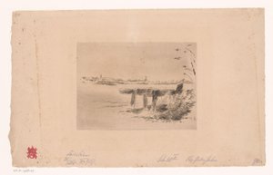 Landschaft mit Zaun und Mühle