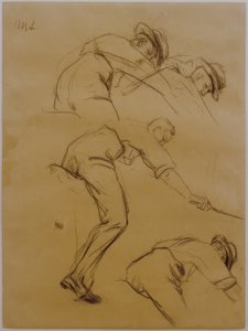 Polospieler, drei Reiter nach rechts von der Seite - Studie von Max Liebermann