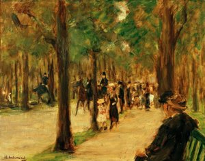Promenade im Tiergarten mit Spaziergängern und einem Pferd von Max Liebermann