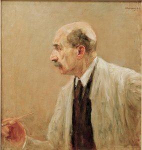 Selbstbildnis im Malkittel, im Profil nach links von Max Liebermann