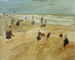 Spielende Kinder am Strand von Noordwijk (Strandszene in No) von Max Liebermann