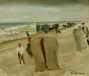 Strand mit Strandkörben von Max Liebermann