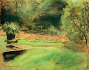 Wannseegarten, Blick auf die Terrasse mit Blumenbeeten von Max Liebermann