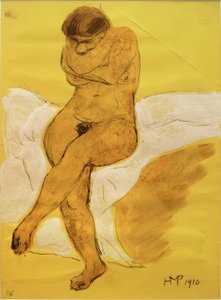 Akt sitzend mit gekreuzten Armen von Max Pechstein