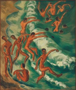 Badende Knaben in der Brandung