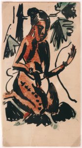Eingeborene, kniend von Max Pechstein