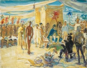 Fernando Cortez vor Kaiser Montezuma von Mexiko, 1917 von Max Slevogt