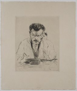 Selbstbildnis mit Zigarre, radierend von Max Slevogt