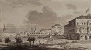 Moskauer Kreml vor dem Bau des Großen Kremlpalastes, 1817 von Maxim Nikiphorovich Vorobyev