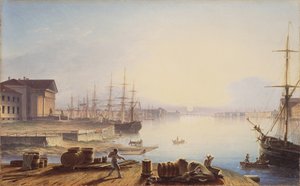 Sonnenaufgang über der Newa in St. Petersburg, 1830 von Maxim Nikiphorovich Vorobyev