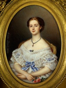 Porträt einer Frau mit blauem Band von Maxime David