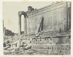 Baalbeck Heliopolis, Tempel des Jupiter, Ostfassade, Syrien, 1849-51, gedruckt 1852 von Maxime Du Camp