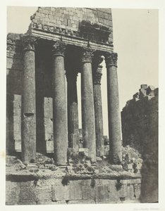 Baalbeck Heliopolis, Tempel des Jupiter, Ansicht vom Südostwinkel, Syrien, 1849-51, gedruckt 1852 von Maxime Du Camp