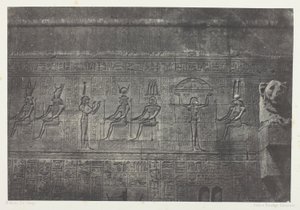 Großer Tempel von Dendérah (Teutyres), Skulpturen der hinteren Fassade; Oberägypten, Platte 20 aus dem Album "Egypte, Nubie, Palestine et Syrie" (1852)