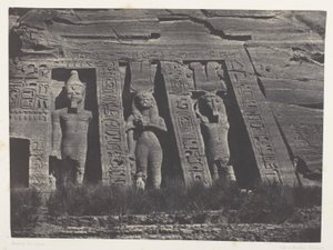Ibsamboul, nördlicher Teil des Hathor-Tempels; Nubien, Tafel 108 aus dem Album "Ägypten, Nubien, Palästina und Syrien" (1852) von Maxime Du Camp