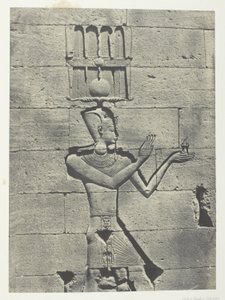 Kalabscheh, Skulpturen der hinteren Fassade des Tempels; Nubien, Tafel 91 aus dem Album "Egypte, Nubie, Palestine et Syrie" (1852) von Maxime Du Camp