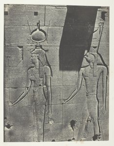 Kalabscheh, Skulpturen der hinteren Fassade des Tempels; Nubien, Tafel 92 aus dem Album "Ägypten, Nubien, Palästina und Syrien" (1852)