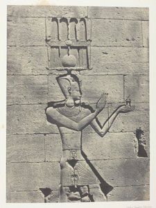 Kalabscheh, Skulpturen der hinteren Fassade des Tempels; Nubien, Tafel 91 aus dem Album "Egypte, Nubie, Palestine et Syrie" (1852) von Maxime Du Camp