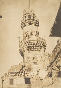 Schiefer Minarett der Bibars-Moschee, in Kairo, Dezember 1849-Januar 1850. von Maxime Du Camp