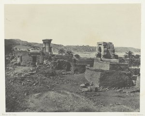 Dorf und Tempel der Insel Bégéh, im Westen von Philä; Nubien, Platte 81 aus dem Album "Ägypten, Nubien, Palästina und Syrien" (1852) von Maxime Du Camp