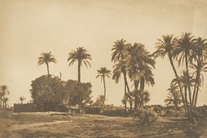 Ansicht des Dorfes Hamarneh, nahe Dendérah, rechte Uferseite, 1849-50 von Maxime Du Camp