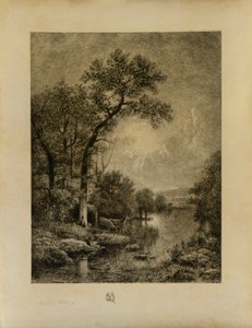 Landschaft mit Hirschen von Maxime Lalanne