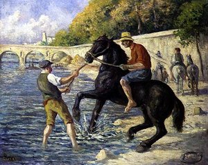Die Pferde baden, ca. 1910 von Maximilien Luce