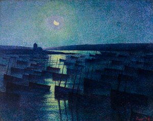 Camaret, Mondlicht und Fischerboote