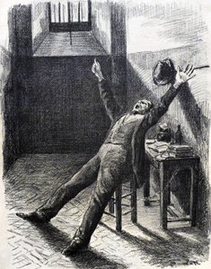 Felix Feneon (1861-1944), Kunstkritiker und Sammler, im Gefängnis (in der Zelle) - Lithographie (1894) von Maximilien Luce (1858-1941) aus dem Buch von Julles Valles Mazas von Maximilien Luce