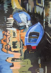 Blaue Boote Kanalreflexionen