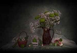 Rustikales Grünes Stillleben