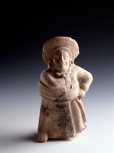 Präkolumbianische Kunst, Maya-Zivilisation, klassische Periode: Statuette aus anthropomorphem Ton, die einen Ballspieler darstellt, hat die Funktion eines Musikinstruments. Aus San Agustin Acasaguastlan, El Progreso, Guatemala von Mayan Mayan