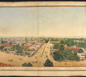 Abschnitt eines Panoramas von Delhi von Mazar or Mazhar Ali Khan