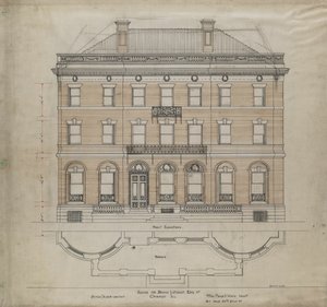 Bryan Lathrop Haus, Chicago, Illinois, Vorderansicht und Terrassenplan von Mead and White McKim