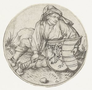Bauer mit weißem Wappenschild
