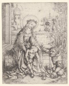 Die Heilige Familie bei der Rosenhecke von Meester van het Amsterdamse Kabinet
