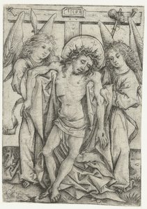 Der Leib Christi, unterstützt von zwei Engeln