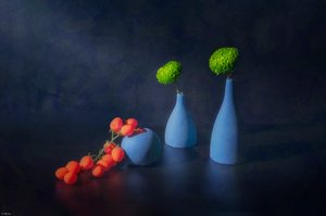 Grüne Blumen Rote Tomaten von Mei Su
